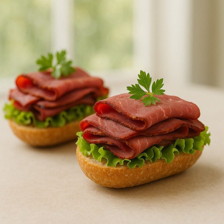 ChatGPT Brötchen hälfte mit Rinderbrust