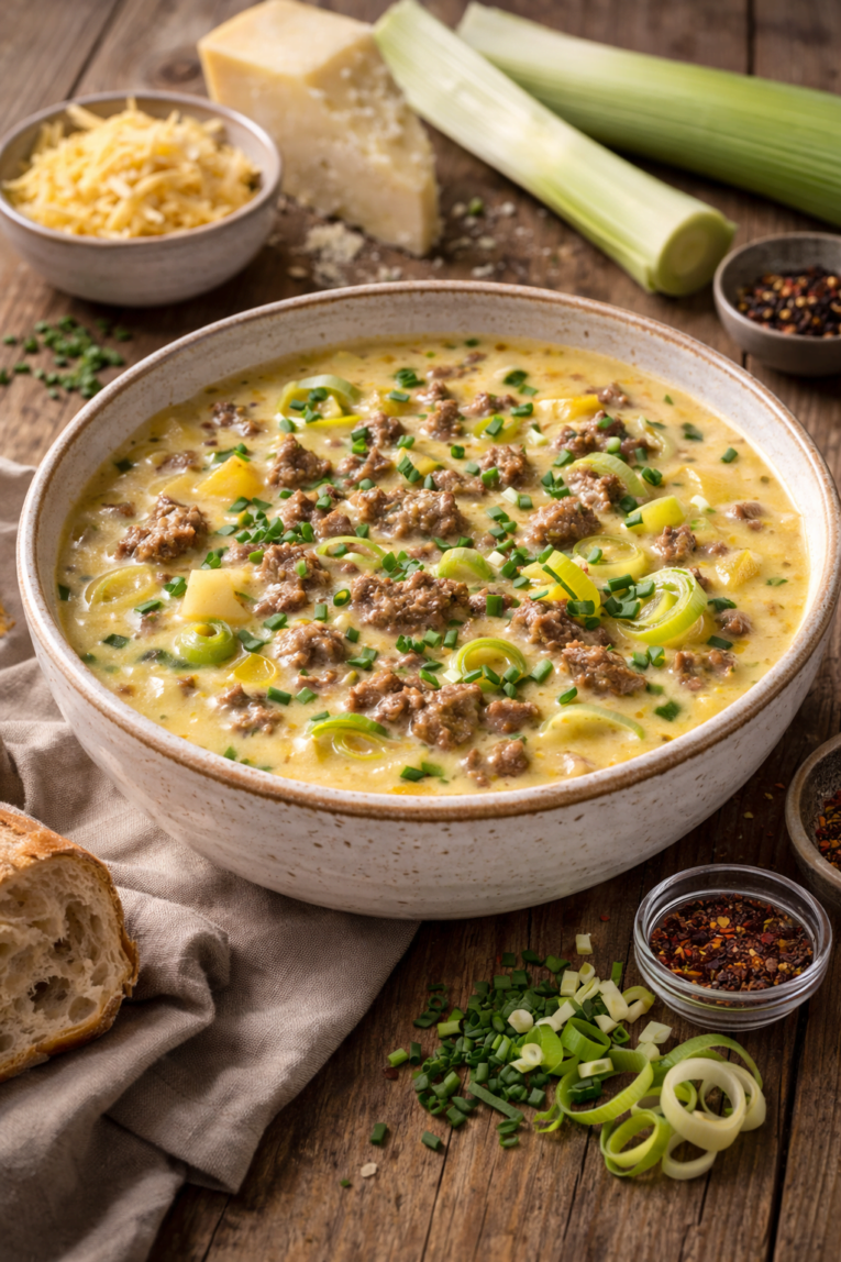 Käse Lauch Hackfleisch